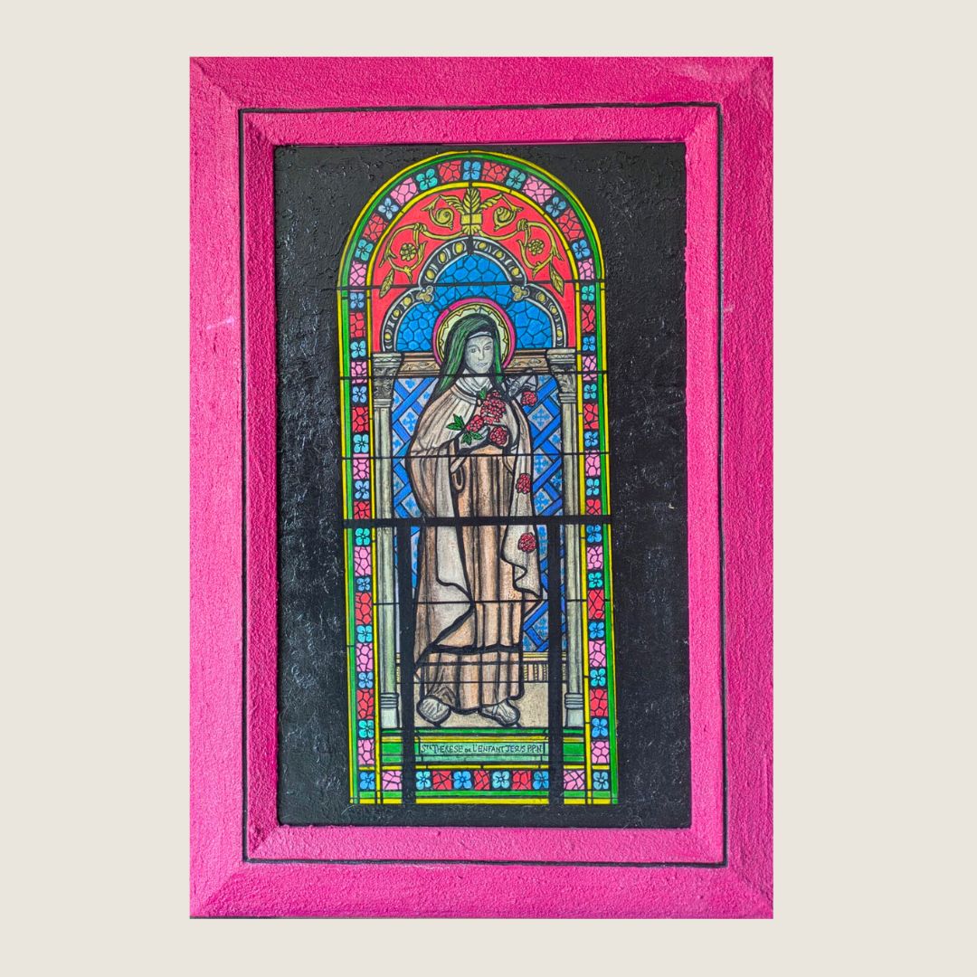 SAINTE THERESE VITRAUX (7) interprétation de sainte thérèse de lisieux, imprimée sur support aluminium, par claudine bucourt alias cibi