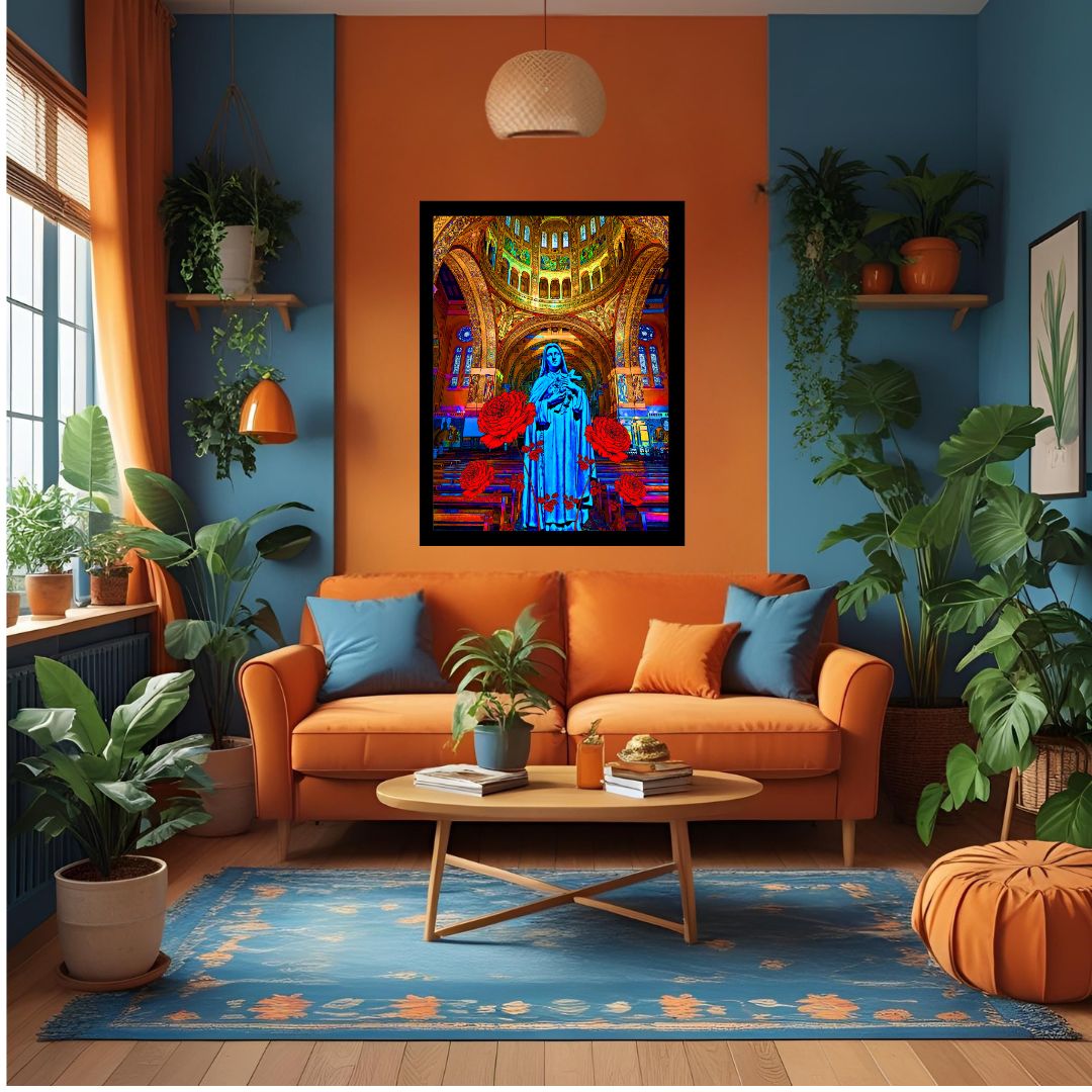 interprétation de sainte thérèse de lisieux, imprimée sur support aluminium, par claudine bucourt alias cibi