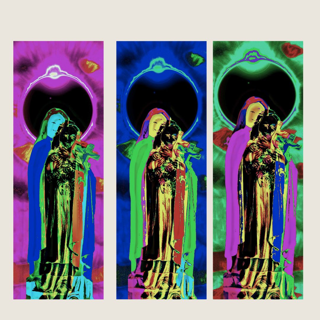 interprétation de sainte thérèse de lisieux, imprimée sur support aluminium, par claudine bucourt alias cibi