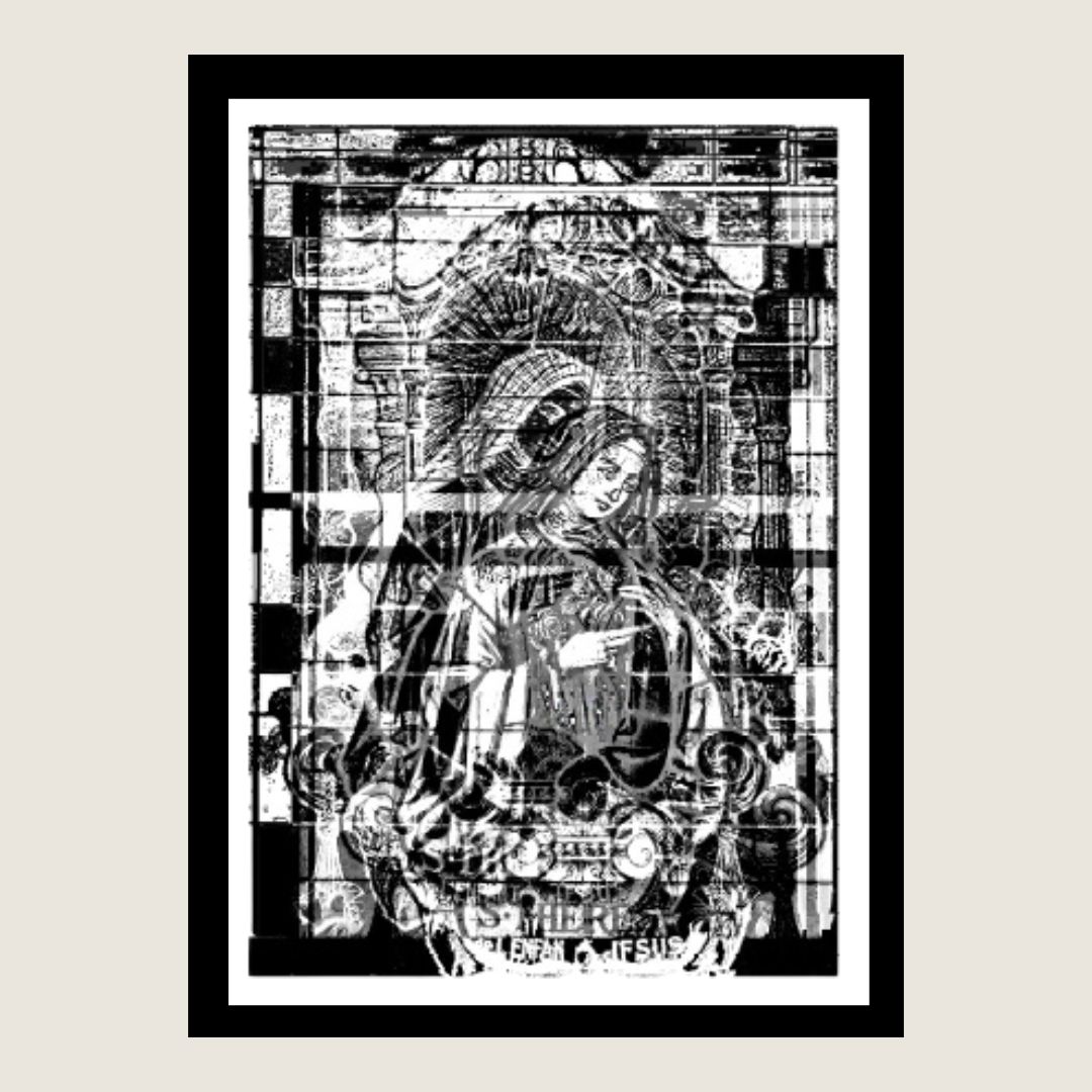 Ressentir la lumière spectrale et vénérable de l'auréole de Sainte-Thérèse de Lisieux, tel est l'objectif de cette œuvre d'art numérique
To feel the spectral, venerable light of Saint Thérèse of Lisieux's halo, that is the aim of this digital work of art.