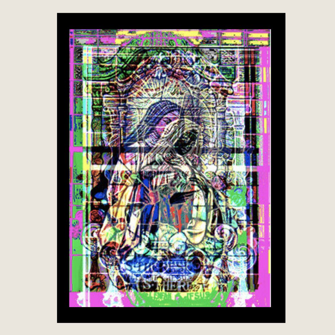 Ressentir la lumière spectrale et vénérable de l'auréole de Sainte-Thérèse de Lisieux, tel est l'objectif de cette œuvre d'art numérique
To feel the spectral, venerable light of Saint Thérèse of Lisieux's halo, that is the aim of this digital work of art.